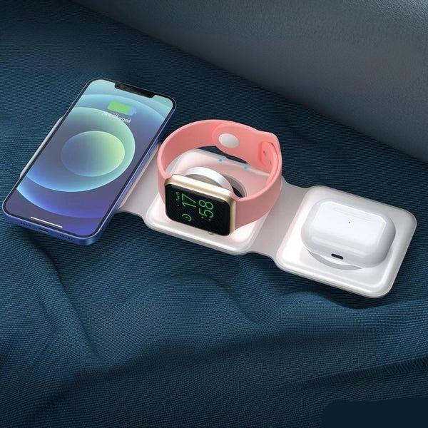 Chargeur à Induction 3-en-1, Station de Charge Rapide Portable Universelle