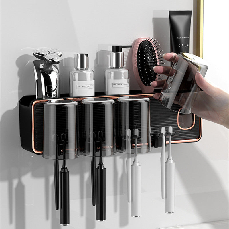 Porte-brosse à dents et porte-passe à dents multifonctionnel avec distributeur automatique