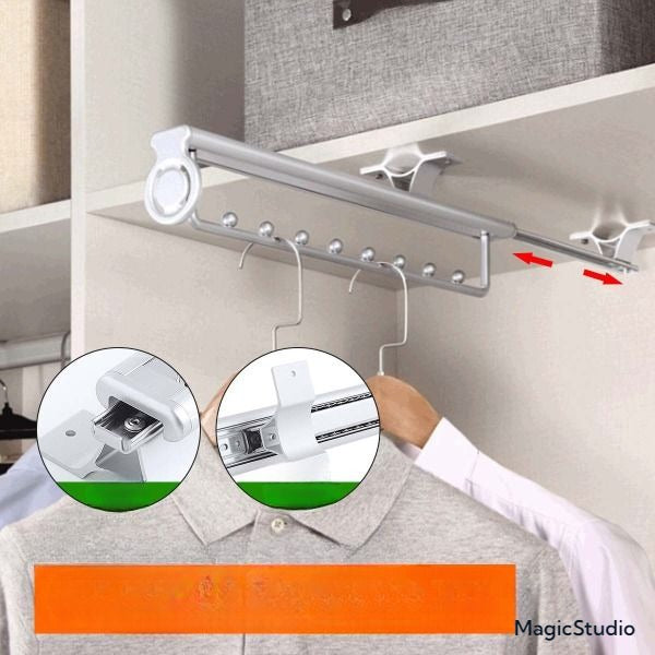 Cintre rétractable extractible pour garde-robe