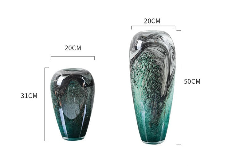 Vase en verre fait à la main, moderne, minimaliste. ( 2 pièces )