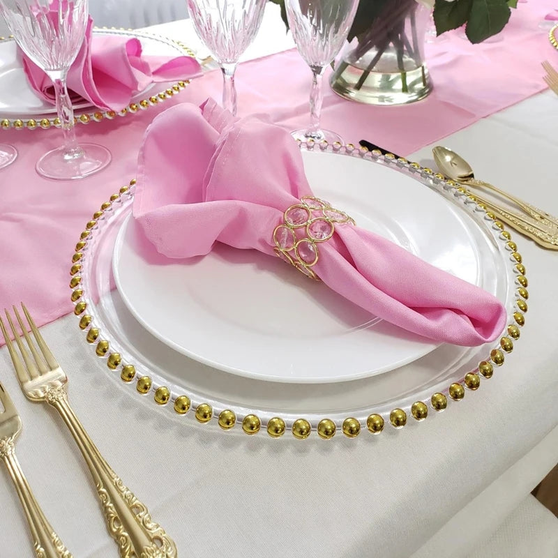 Assiettes de chargement en plastique avec bordure dorée perlé N