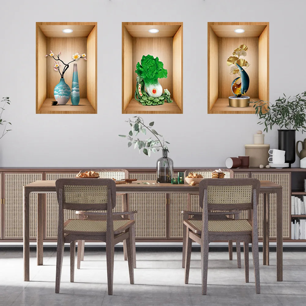 Autocollants de plantes et de fleurs en pot, simulation d'effet 3D