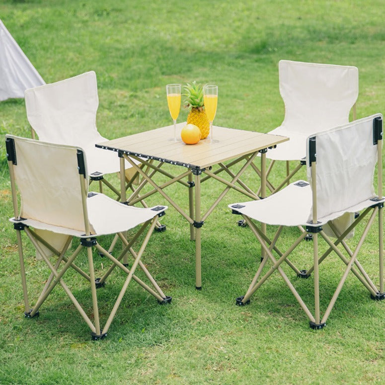 Table de Camping pliante, avec 4 chaises et sac de transport.