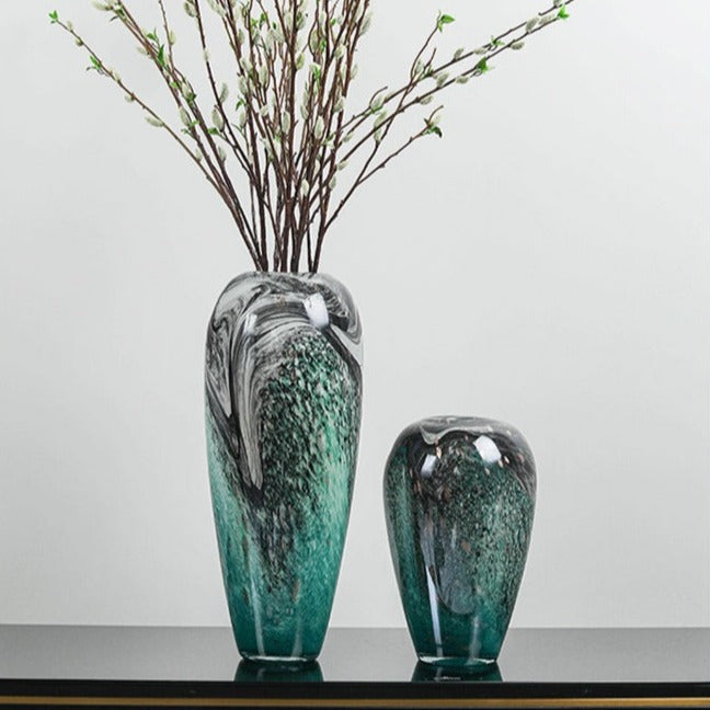 Vase en verre fait à la main, moderne, minimaliste. ( 2 pièces )