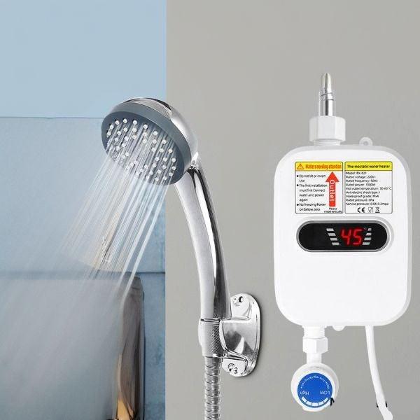 Mini Chauffe-Eau Instantané 3500 W 230 V Chauffe-Eau Électrique avec Pommeau de Douche Chauffage