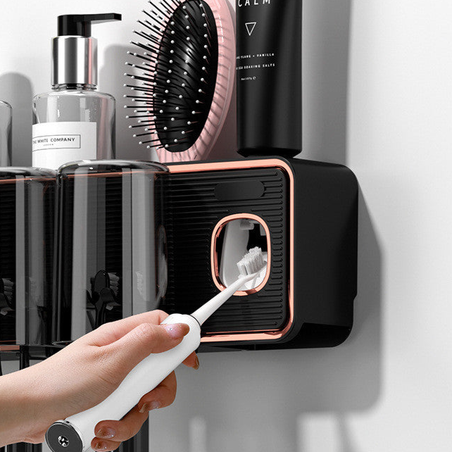 Porte-brosse à dents et porte-passe à dents multifonctionnel avec distributeur automatique