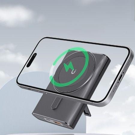 Batterie Externe Magnétique avec Support Pliable et Câble USB-C