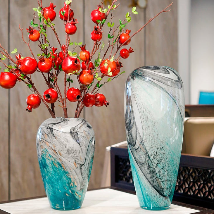 Vase en verre fait à la main, moderne, minimaliste. ( 2 pièces )