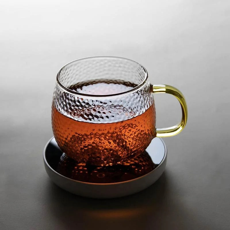 Tasse en Verre Borosilicate avec Poignée Dorée