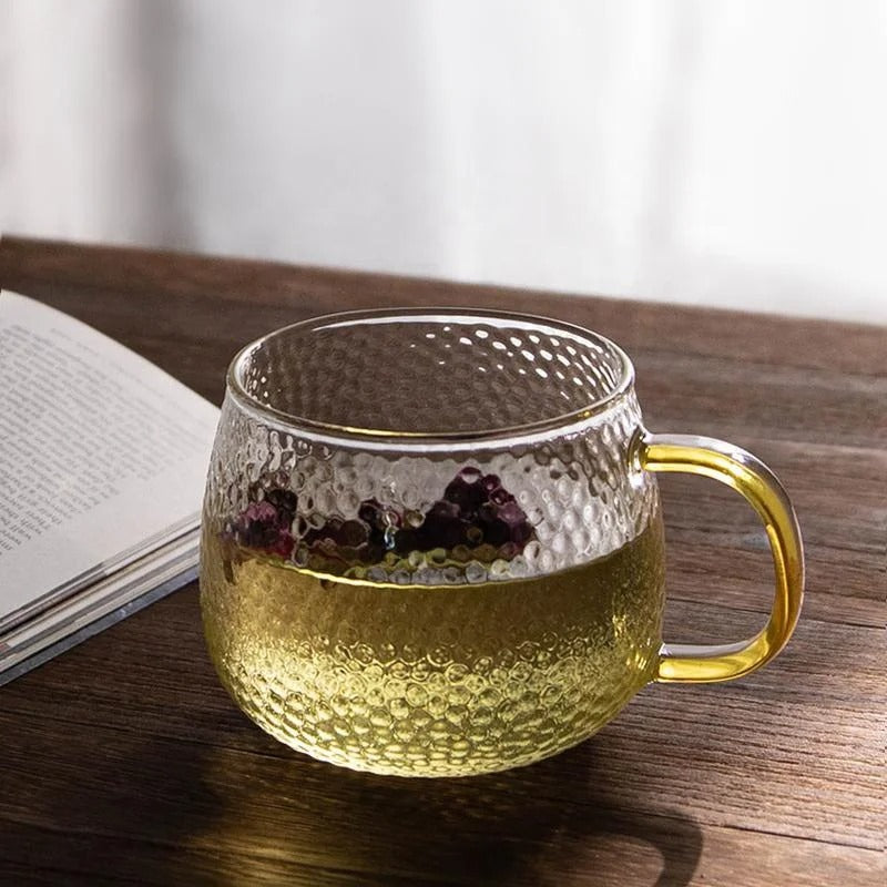 Tasse en Verre Borosilicate avec Poignée Dorée