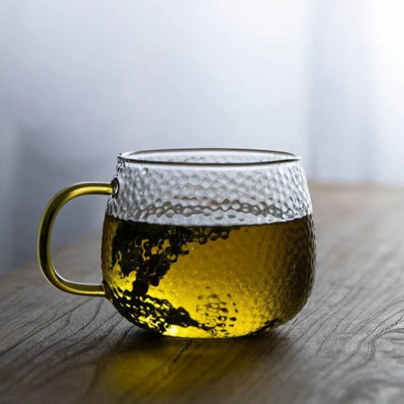 Tasse en Verre Borosilicate avec Poignée Dorée