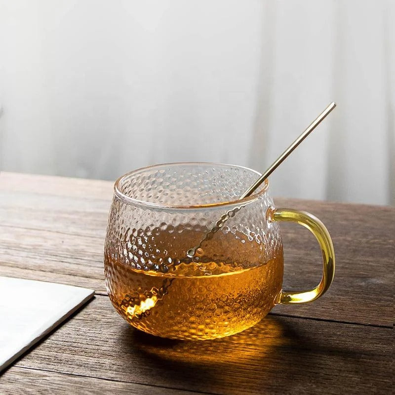 Tasse en Verre Borosilicate avec Poignée Dorée