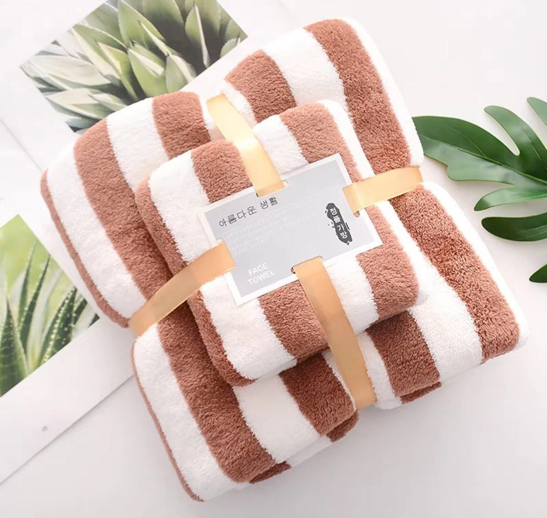 lot 2 Serviette de Bain en Velours Corail Confort, Absorption et Séchage Rapide