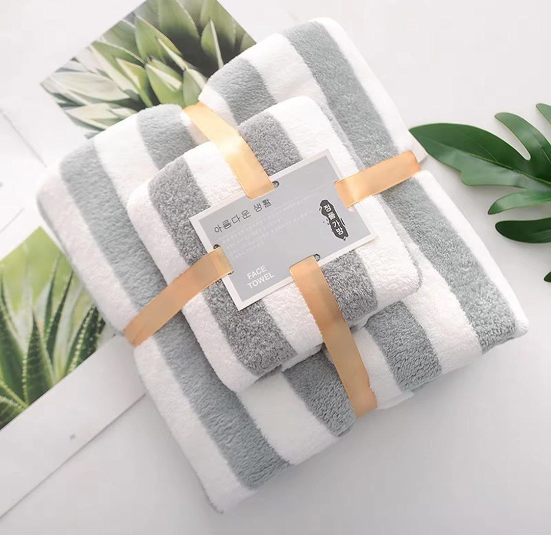 lot 2 Serviette de Bain en Velours Corail Confort, Absorption et Séchage Rapide