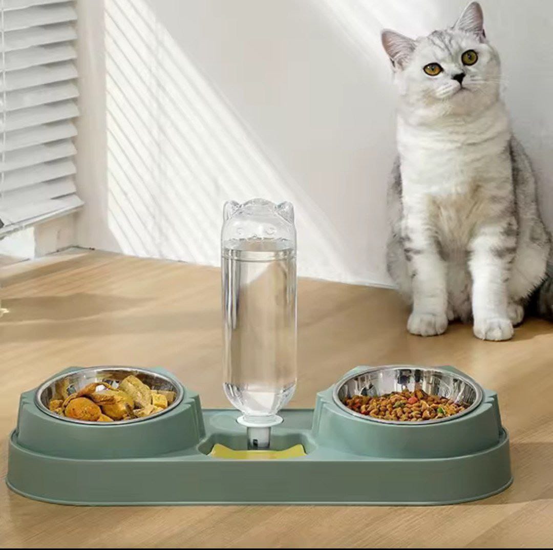 Distributeur d'Eau et de Nourriture pour Chien et Chat – 3 en 1