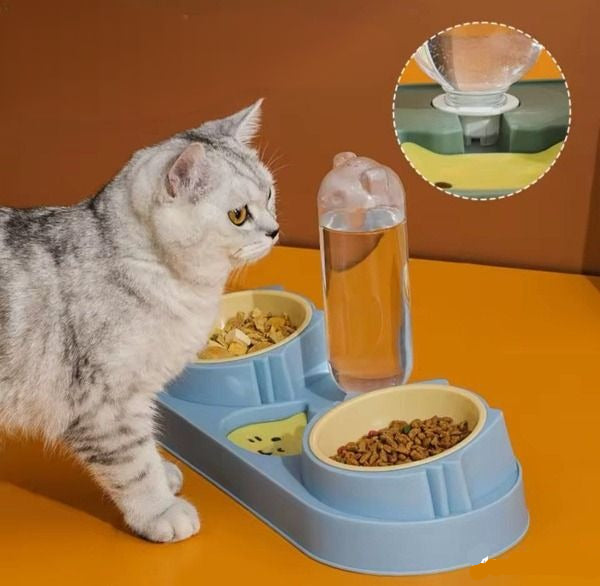 Distributeur d'Eau et de Nourriture pour Chien et Chat – 3 en 1
