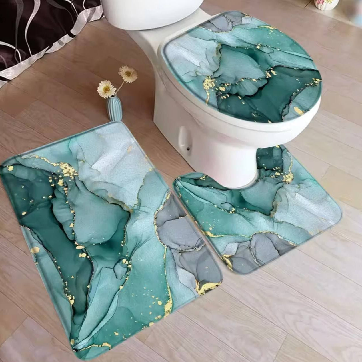 Tapis de bain en marbre vert créatif