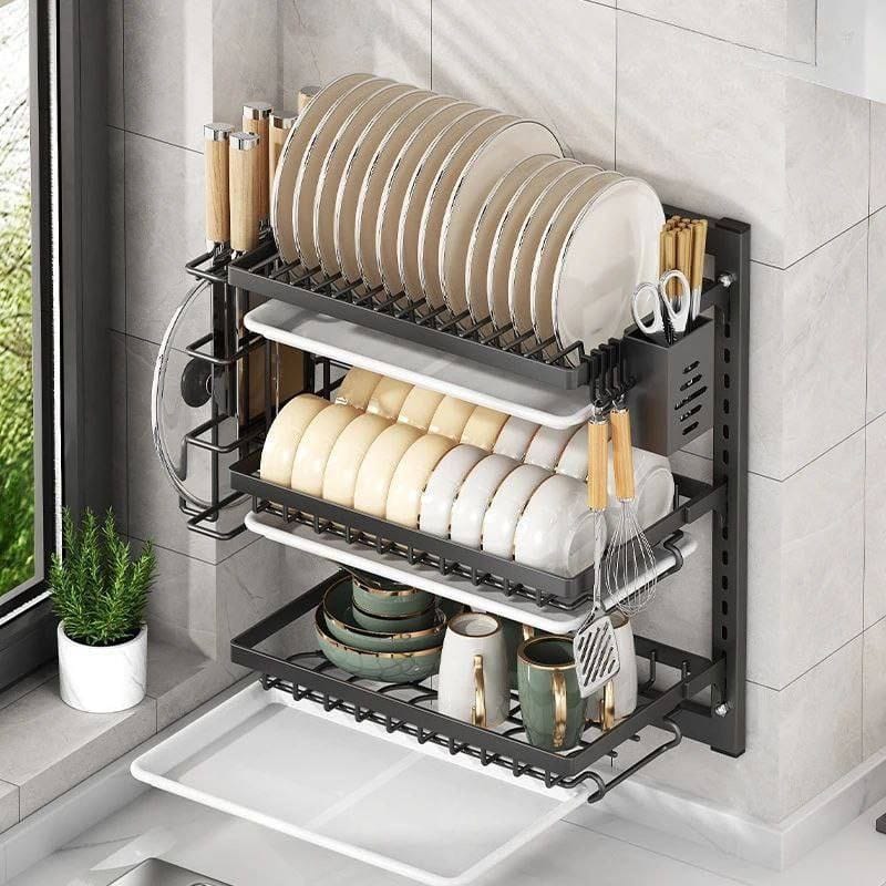 Étagère Murale de Cuisine pour Vaisselle et Ustensiles