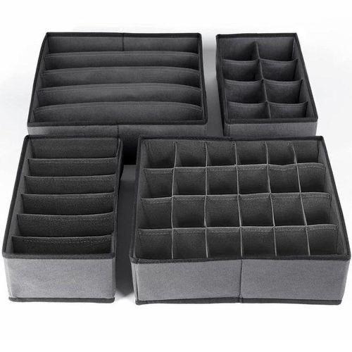 Lot de 4 organiseurs de tiroir en tissu