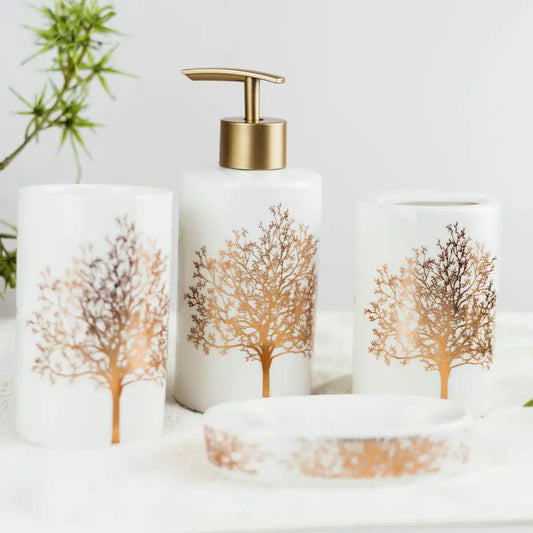 Ensemble d'Accessoires de Salle de Bain en Céramique 4 Pièces