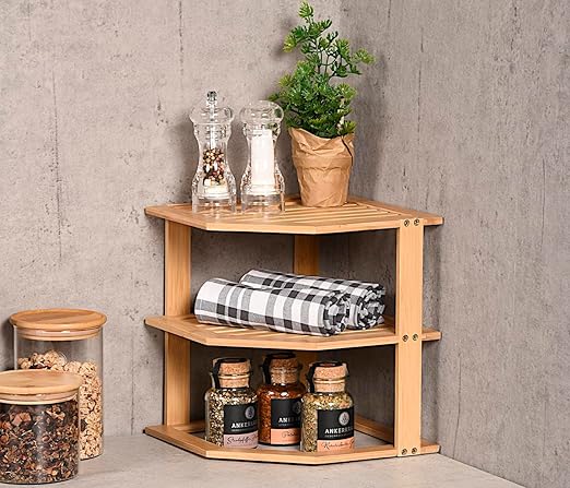 Étagère en Bambou 2 Niveaux – Rangement Bureau, Cuisine & Déco