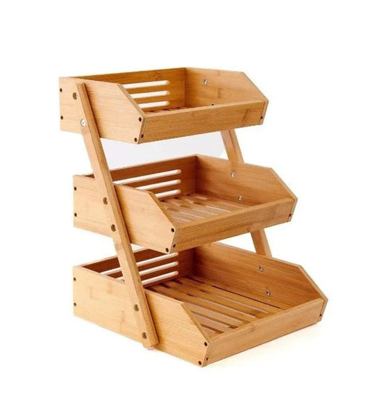 Panier à fruits et légumes en bambou à 3 niveaux et 2 niveaux.