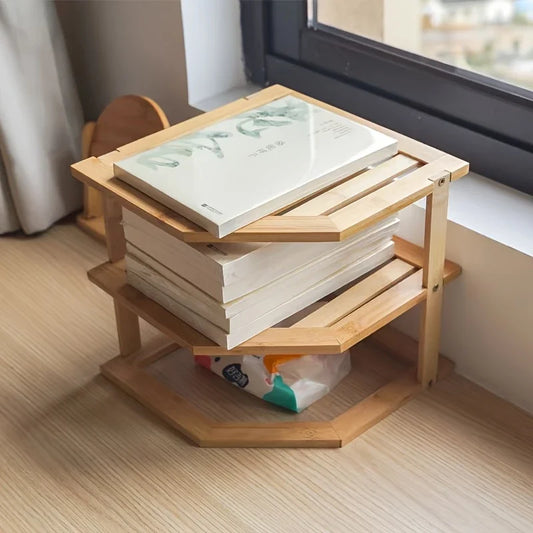 Étagère en Bambou 2 Niveaux – Rangement Bureau, Cuisine & Déco