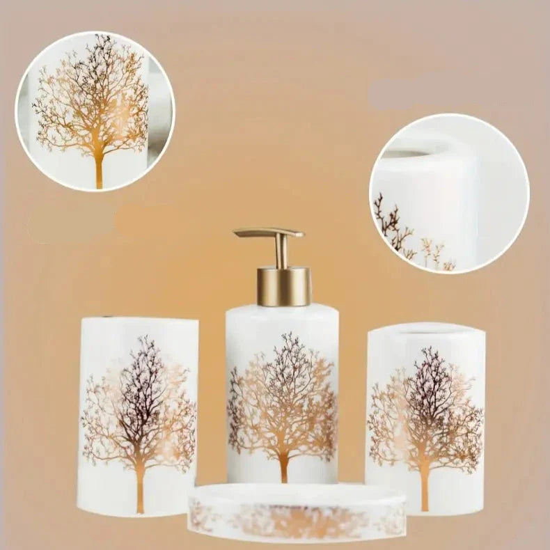 Ensemble d'Accessoires de Salle de Bain en Céramique 4 Pièces