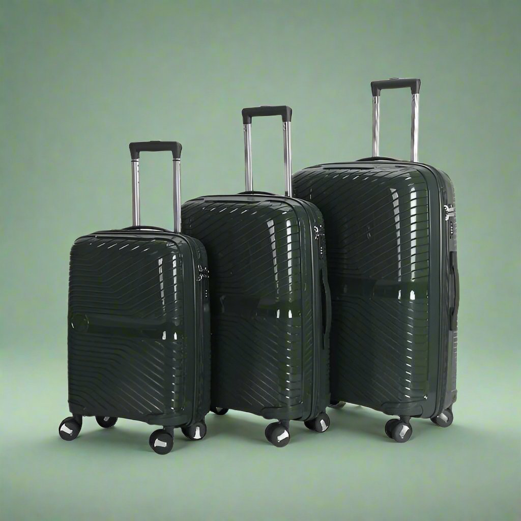 Lot de 3 valises latérales rigides avec double roulettes à 360° avec serrure TSA