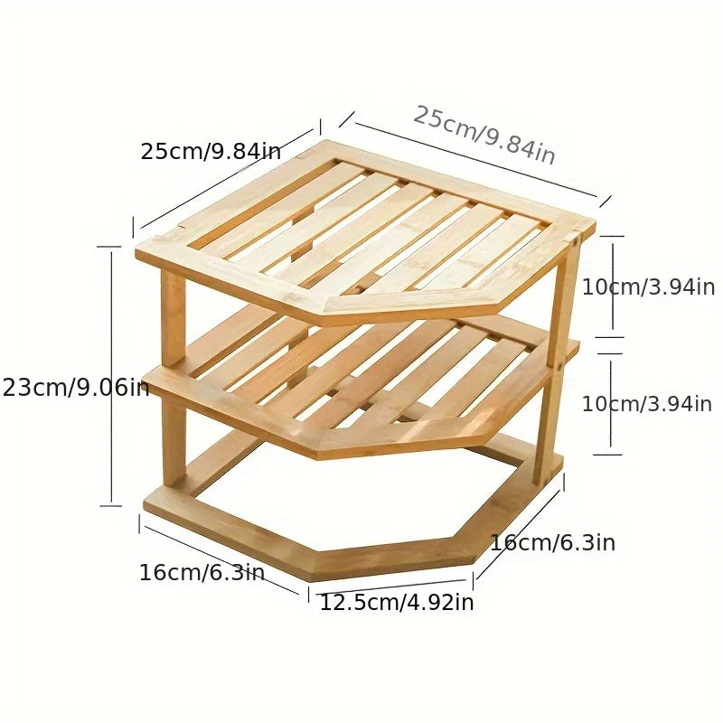 Étagère en Bambou 2 Niveaux – Rangement Bureau, Cuisine & Déco