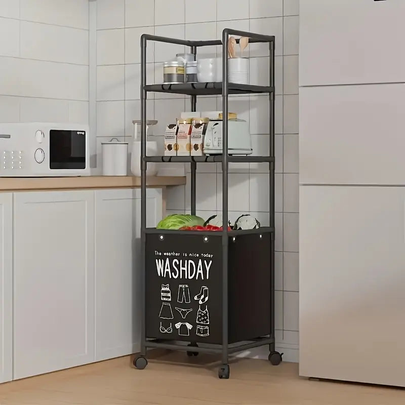 Panier à linge extensible avec cadre en métal pliable à plusieurs couches