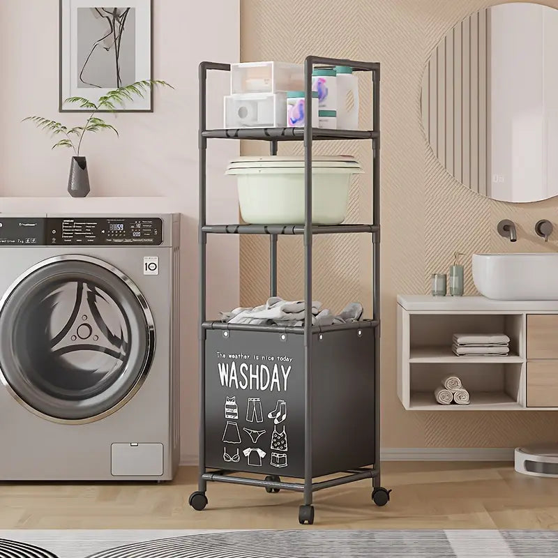 Panier à linge extensible avec cadre en métal pliable à plusieurs couches