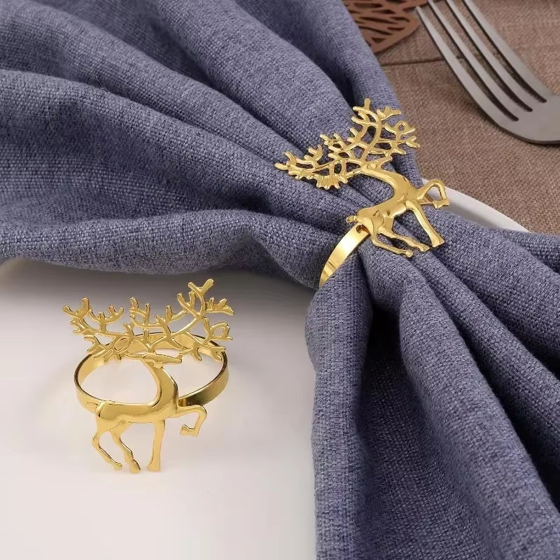 Inttox-🍽️🔔 Anneau de Serviette en Forme d'Arbre avec Cloche - 6piece 🌿✨