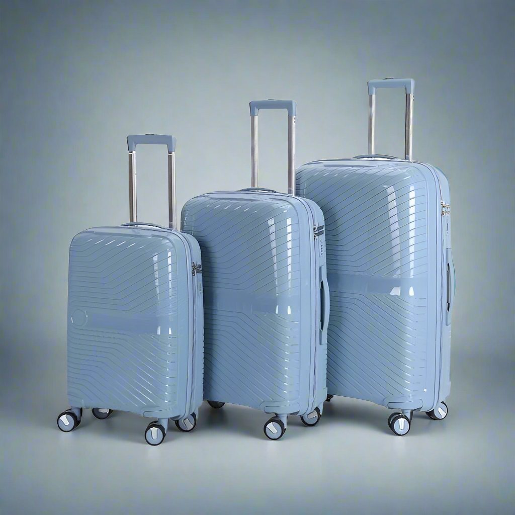 Lot de 3 valises latérales rigides avec double roulettes à 360° avec serrure TSA