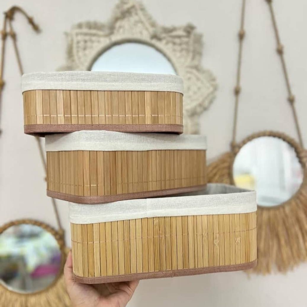 Lot de 3 paniers de Rangement en Bambou
