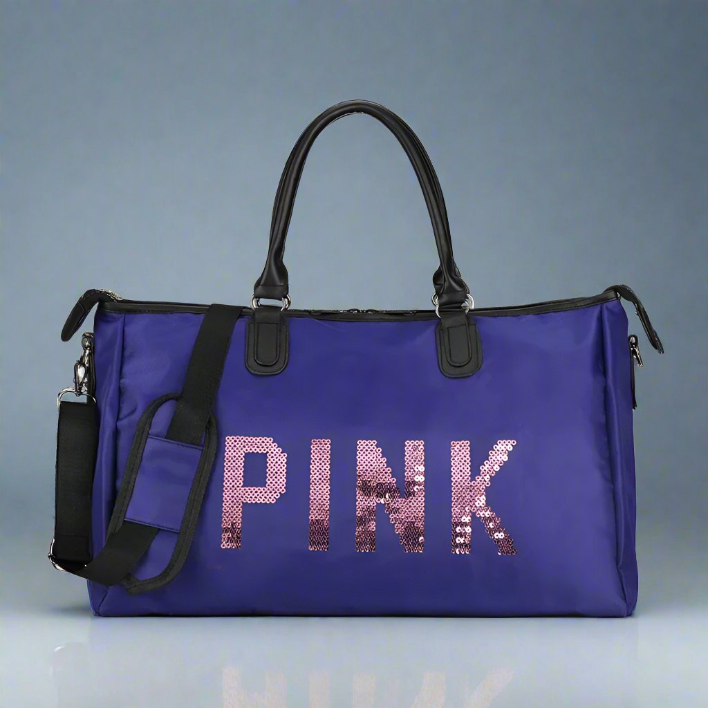 Sac à bandoulière en tissu Oxford imperméable à motif de lettres roses