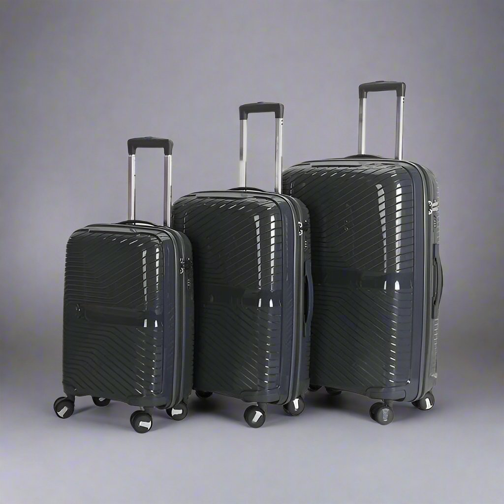 Lot de 3 valises latérales rigides avec double roulettes à 360° avec serrure TSA