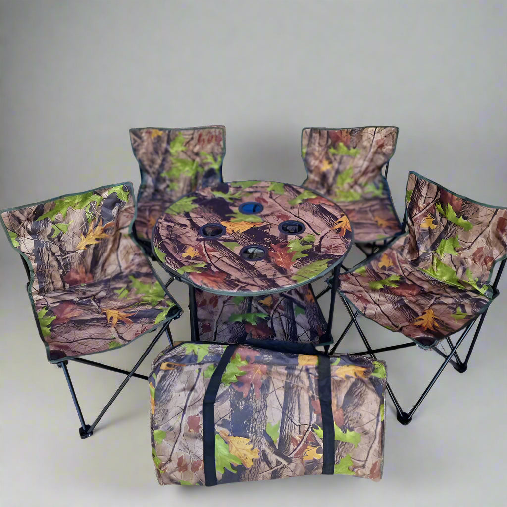 Ensemble de Camping Pliable avec Table et 4 Chaises