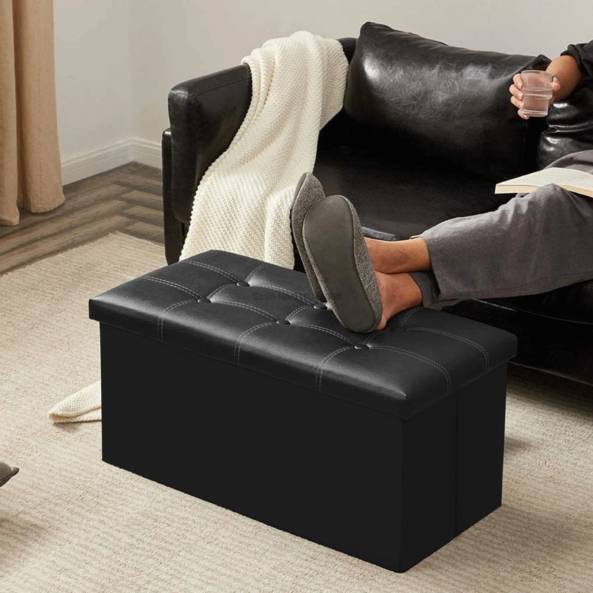 Repose-pieds Pliant de 80L avec Rangement