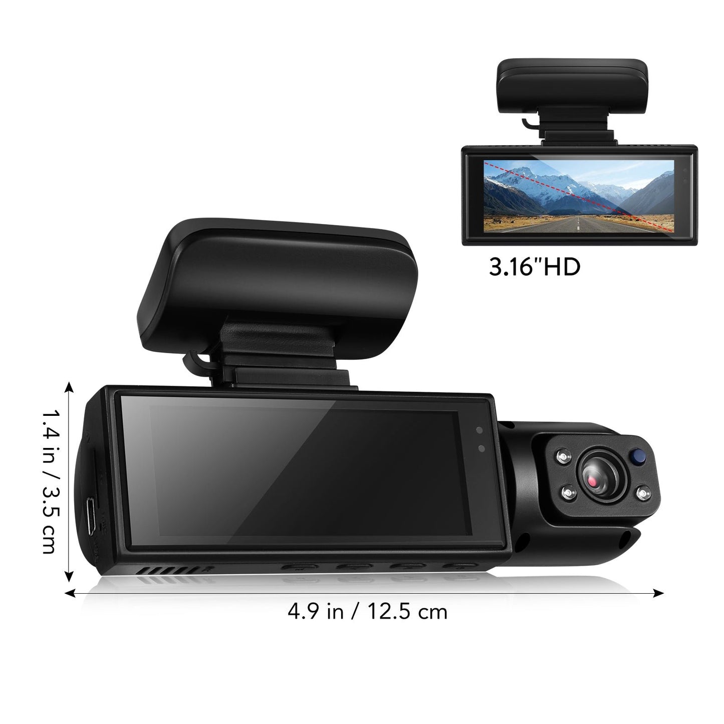 Caméra HD Embarquée Double avec Vision Nocturne Infrarouge