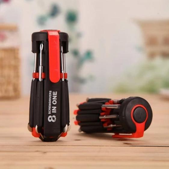Tournevis multifonction, avec Kit d'outils de vissage 8 en 1 lampe de poche à 6 LED