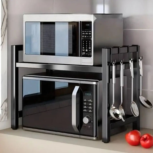 Étagère de rangement rétractable pour micro-ondes.