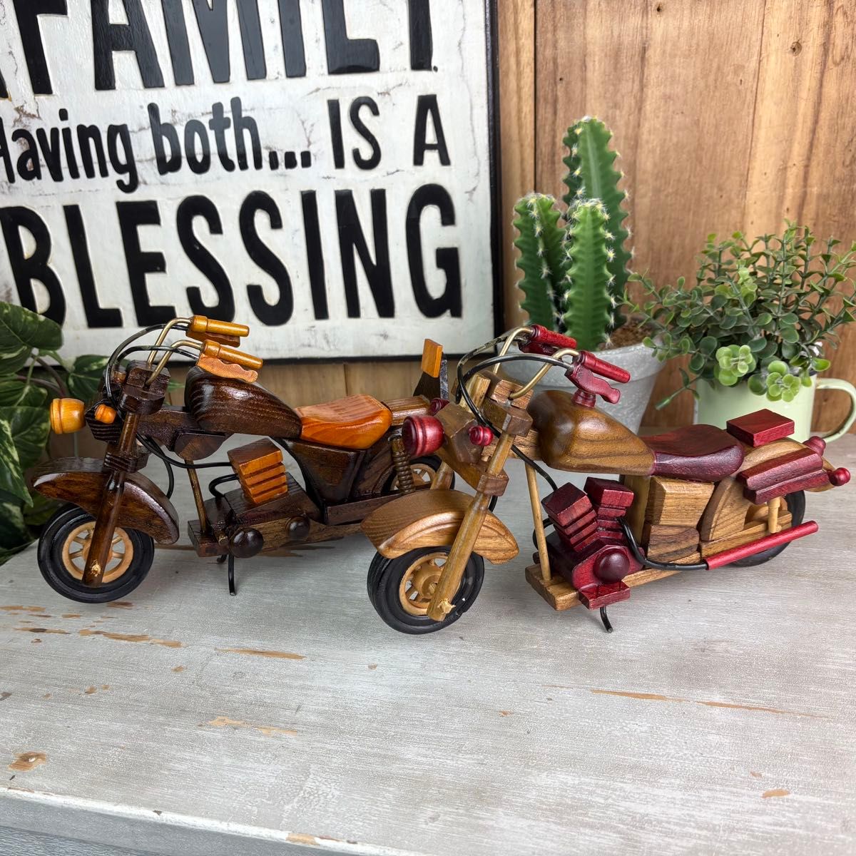 Maquette Moto en Bois Vintage Décoration et Cadeau Unique