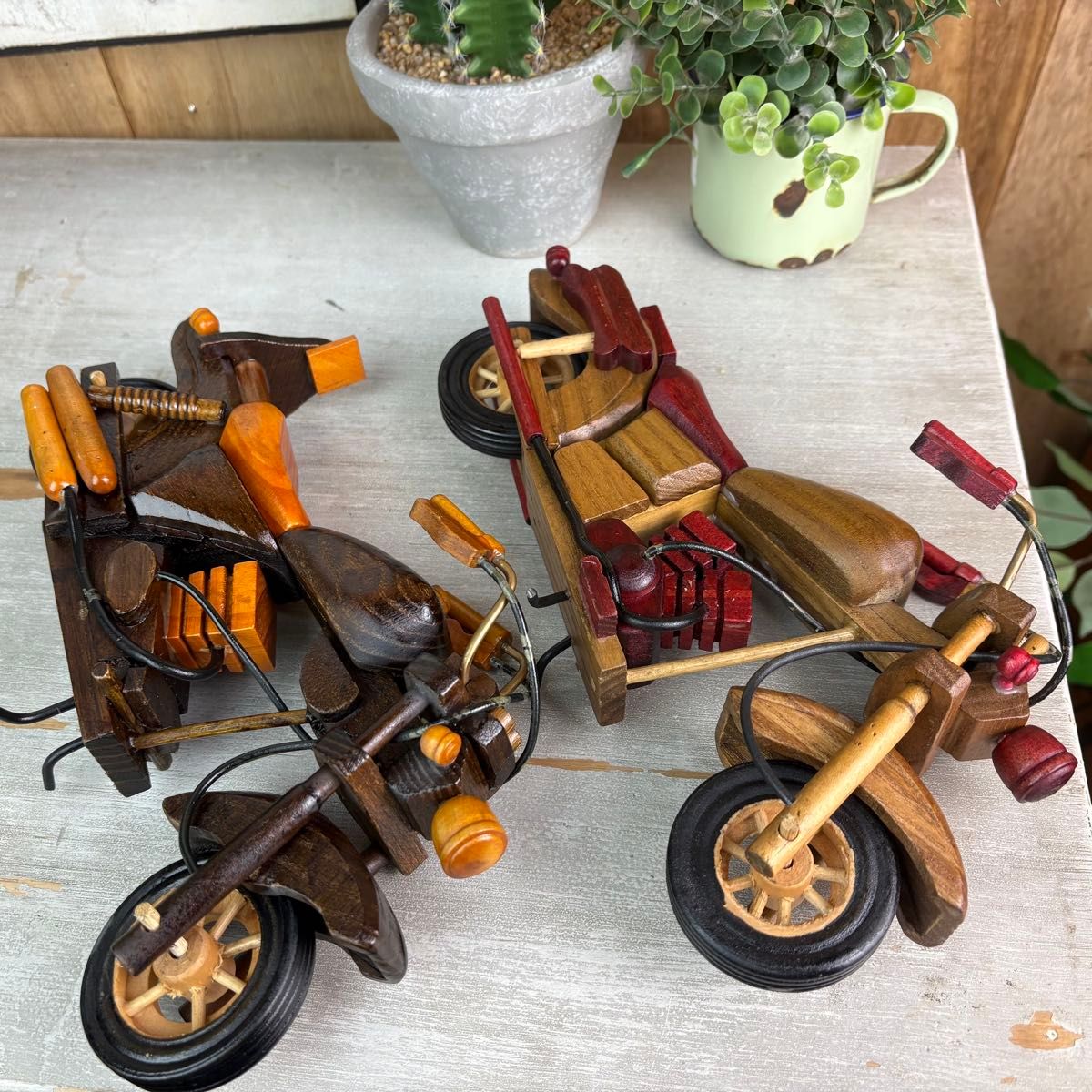 Maquette Moto en Bois Vintage Décoration et Cadeau Unique