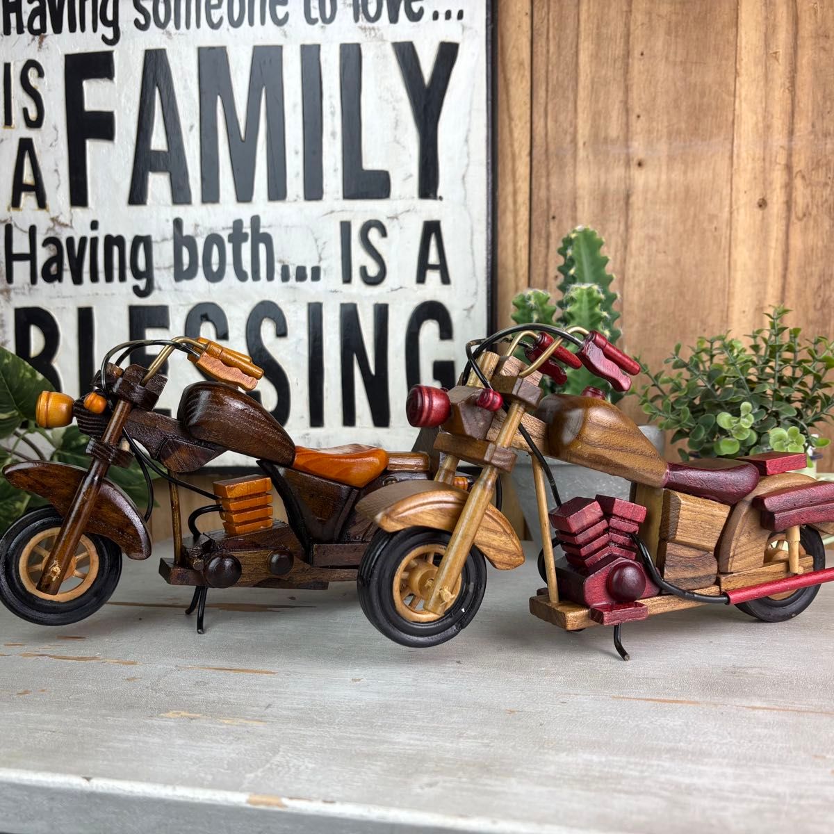 Maquette Moto en Bois Vintage Décoration et Cadeau Unique