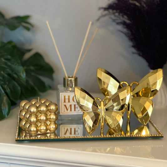Ensemble Décoratif de 2 Papillons Dorés