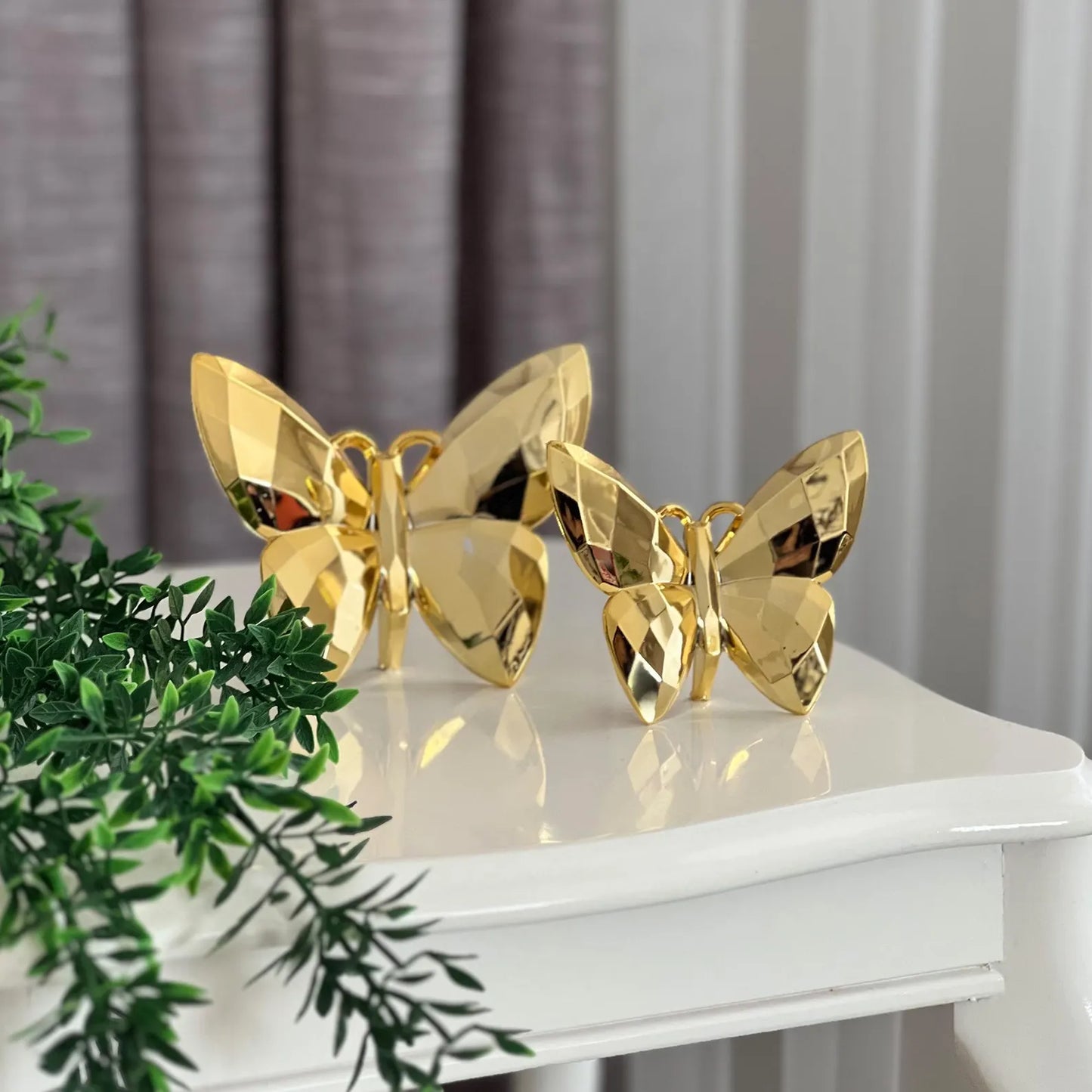 Ensemble Décoratif de 2 Papillons Dorés