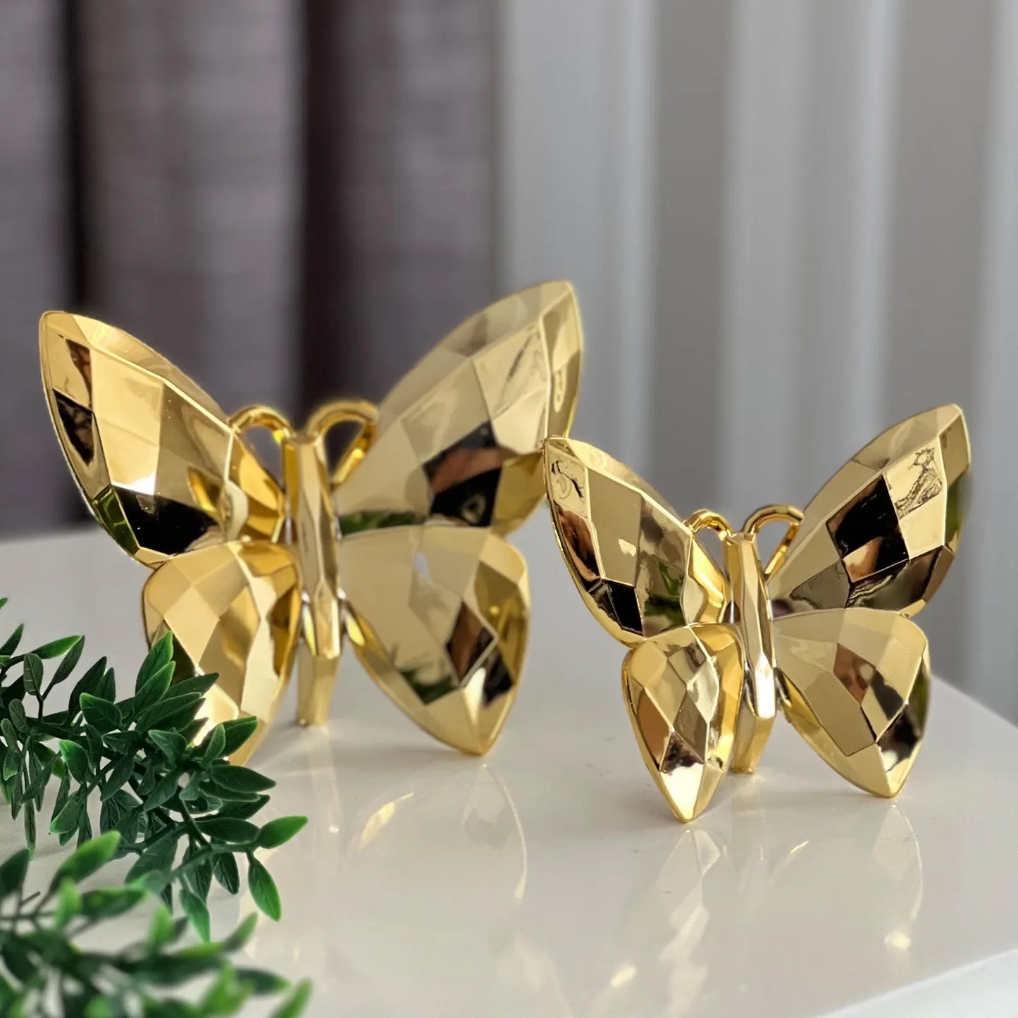 Ensemble Décoratif de 2 Papillons Dorés