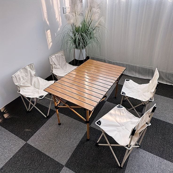 Table de Camping Pliante avec 4 Chaises