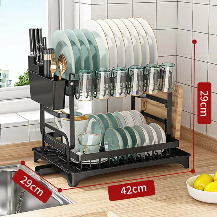 Égouttoir à vaisselle à 2 niveaux pour comptoir de cuisine.